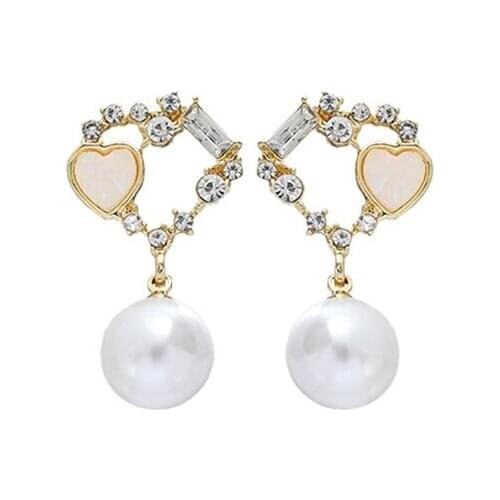2021 Fashion Jewelry New Trend Cute Gold Plated Enamel Crystal Pearl Earrings Boucle oreille Femme Korean Earrings For Women