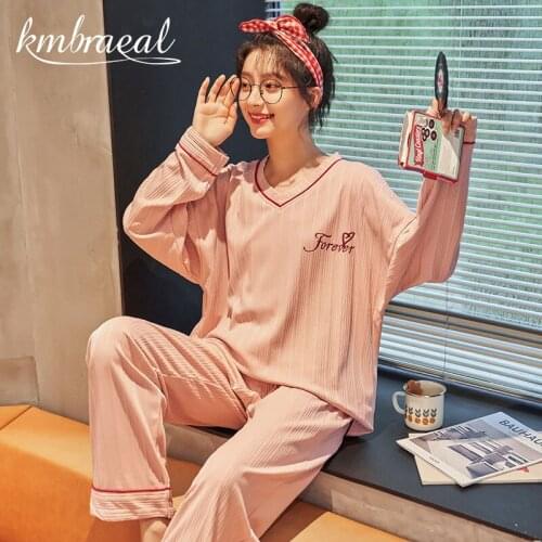 New Pajamas for Women Sleepwear Cartoon Pure Cotton Long Pants Long Sleeved Autumn Spring Loungewear Fashion Homewear Plus Size