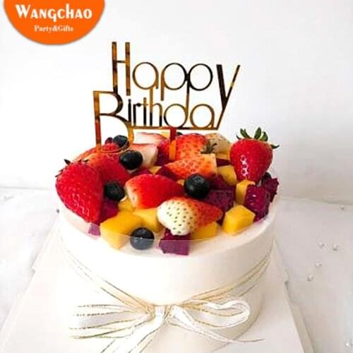 New Design Acrylic Happy Birthday Cake Topper Baking Cake Decoration Cake Decorating Kids Favors Party Supplies Accessories