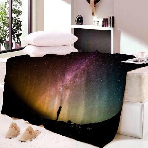 Starry Sky Printed Blanket Outdoor Travel Camping Aircraft Cold-proof Blanket Sofa Bed Cloak Cover Blanket