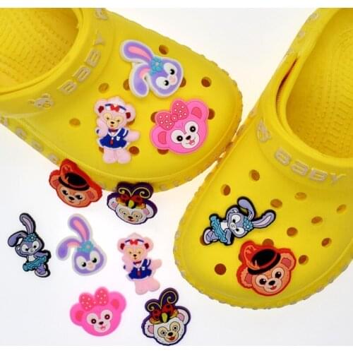 Wholesale 100PCS Cute MOnkey Rabbit PVC Croc Shoe Charms Cartoon Shoe Button Accessories Buckle Decorations DIY Charm