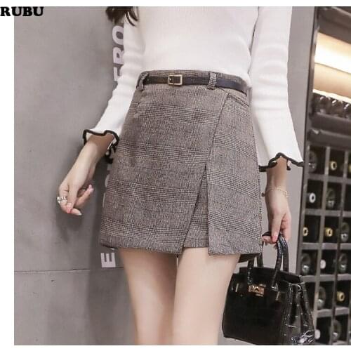 2017 sxcharm Autumn Skirt Women Winter Womens Wool Short Skirt For Girls Vintage Plaid Mini A-LINE sexy skirt