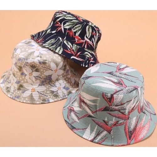 2019 Cotton Print Flowers Bucket Hat Fisherman Hat Outdoor Travel Hat Sun Cap Hats for Women 38