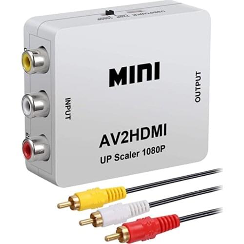 RCA to HDMI 1080P Mini RCA Composite CVBS AV to HDMI Video Audio Converter Adapter Supporting PAL/NTSC with AV Cable