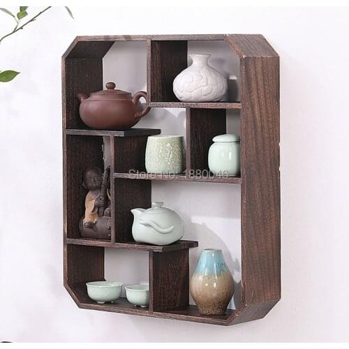 Free shipping47x39cm Burnt Paulownia Wood teapot shelf wood rack Trays Tea Saucer Chinese teacup collection Crafts display tray