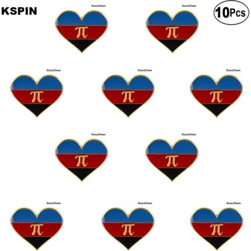 Polyamorous Pride Heart Shape Lapel Pin Flag badge Brooch Pins Badges 10Pcs a Lot
