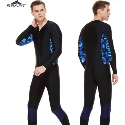 SBART Men Sunscreen Elastic Swimsuit Diving Full Body Lycra dry Zipper Surfing Suit long sleeved one piece clothes Wetsuit