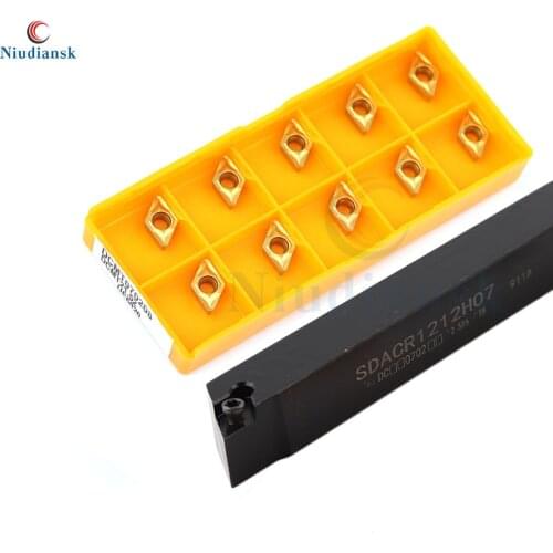 SDACR0808F07 SDACR1010H07 External Turning Tool Holder SDACR1212H07 SDACL 10pcs DCMT0702 DCGT Carbide Inserts CNC Lathe Tool Set