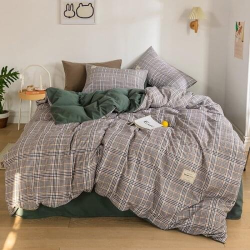 Gray Plaid Bedding Sets Boys Girls Duvet Cover Set Bed Sheet Pillowcases Twin Full Queen King Size Bedclothes for Bedroom Decor