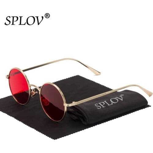 SPLOV Vintage Men Sunglasses Women Retro Punk Style Round Metal Frame Colorful Lens Sun Glasses Fashion Eyewear Gafas sol mujer