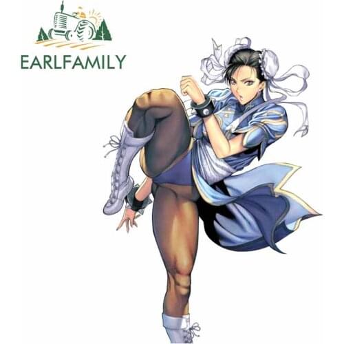 EARLFAMILY 13cm for The King of Fighters Chun Li Girl RV Cartoon Surfboard Anime Car Stickers Windows Windshield Decal