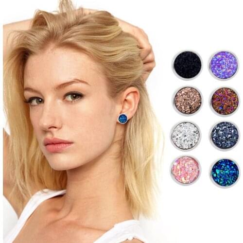 9/Colors Shining Sparkly Optional Stud Earrings Women Men Fashion Round Stud Earring Gift For 2021