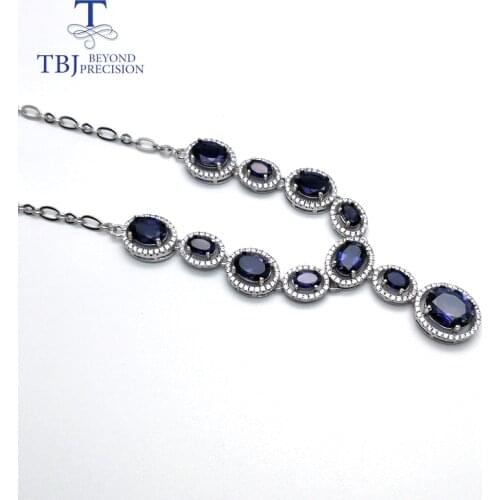 TBJ,Iolite necklace natural gemstone with 925 sterling silver elegant design fine jewelry for woman Wedding party & daily wear