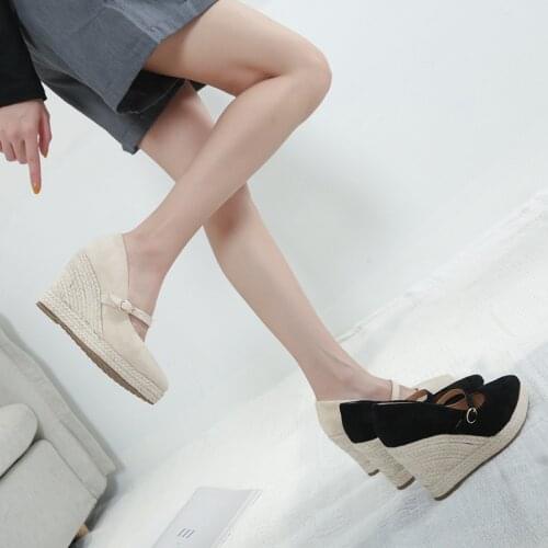 Wedge Heeled Shoes Women Spring 2021 New Style Shallow Mouth Thick Pointed Toe Sole High Heel Shoes