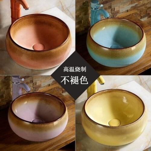Taiwan basin washbasin color toilet art Taiwan basin jade glaze personality ceramics washbasin bathroom basin set