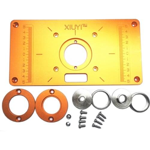Universal Aluminum Router Table Insert Plate w/ 6 Router Insert Rings For Woodworking Benches Router