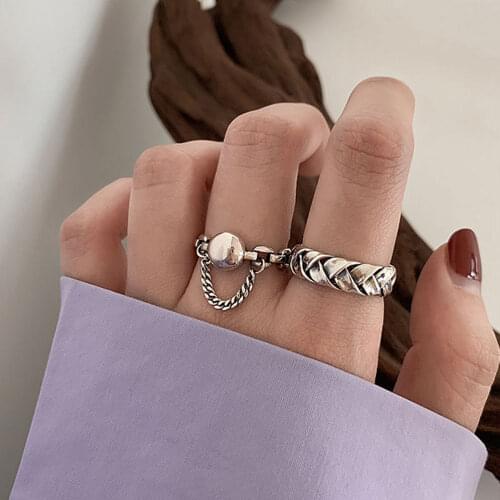 Vintage Ring For Women Girls Snake Chains Fashion Men Jewelry Ancient Silver Color Punk Hip Hop Adjustable Boho Finger Ring Gift