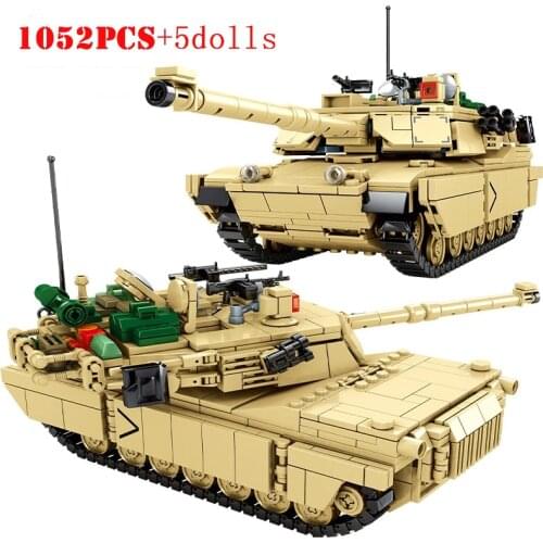 Military Main Battle Tank Building Blocks M1A2 Abrams T-14 Armata Leopard Heavy Tank City Army Bricks Kids Toys Children Gifts