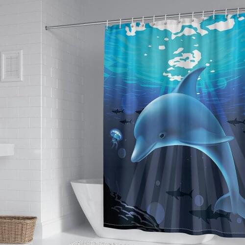 3D Ocean Dolphin Shower Curtain Home Decor Bathroom Accessories Waterproof Polyester Whale Octopus Seahorse Bath Curtains