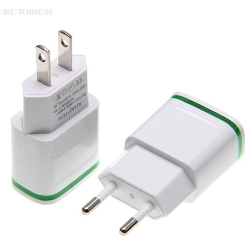 LED Light 2 Ports USB Charger Cable EU Plug 5V 2A Mobile Phone Wall Adapter For iPhone 6 7 iPad Samsung Charging Device 20PCS