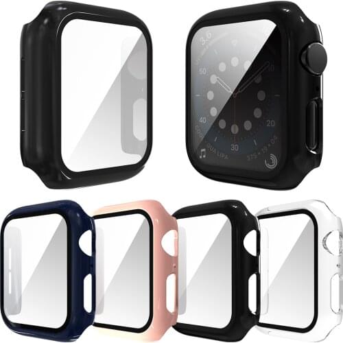 Smooth Screen Protector Cover for Apple Watch Series 6 SE 5 4 40mm 44mm Case with Tempered Glass Film for Iwatch PC Bumper Shell