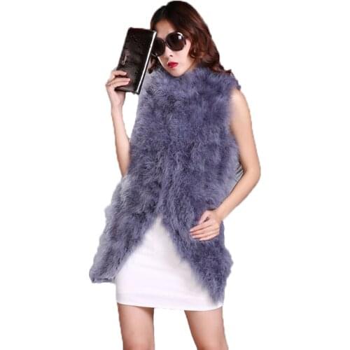 Womens Real Ostrich Fur Coat/Jackets/ Gray