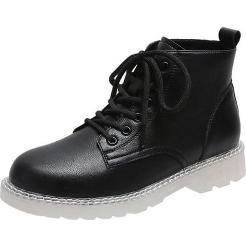 2020 Hot Women Boots Fashion Round Toe Women Spring Boots Comfortable Square Heel Solid color Shoes Women Non-slip Martin Boot