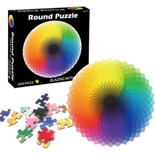 1000 pcs/set Colorful Rainbow Round Geometrical Photo Puzzle Adult Kids DIY Educational Reduce Stress Toy Jigsaw Puzzle Paper