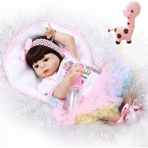 22inch 55cm Full silicone Vinyl Princess Toddler Babies Dolls model dolls Girls Birthday Gift Present Child Play House Toy
