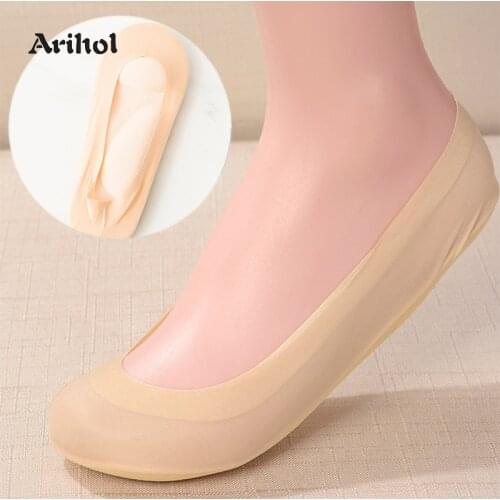 3 Pairs/Lot 3D Sponge Padded Socks Womens No Show Cushion Liner Ice Silk Boat Sock Foot Pain Relief Arch Support Insole Sock