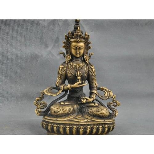 8'' China Tibet Pure Bronze Vajrasattva Bodhisattva Buddha Statue