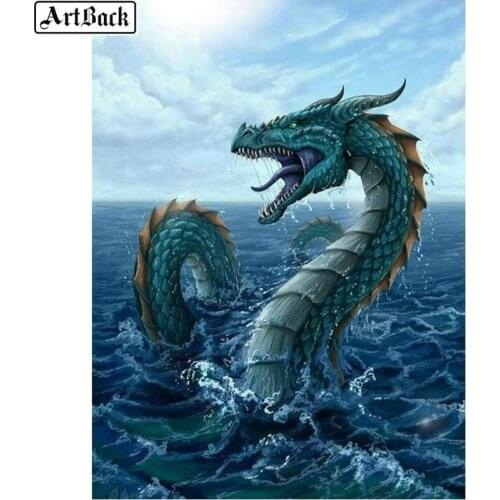 Full square animal 5d diamond painting sea monster like dragon diamond embroidery set monster icon resin round diamond mosaic