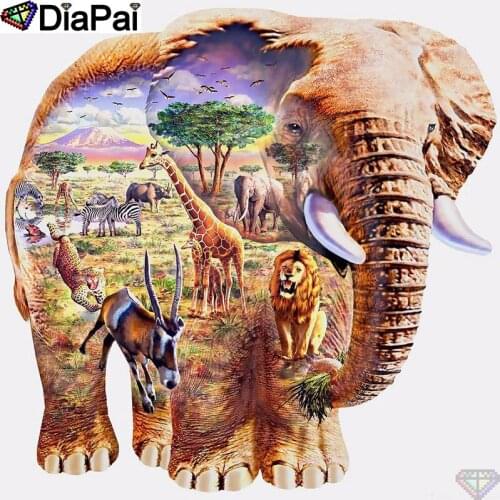 DiaPai Diamond Painting 5D DIY 100% Full Square/Round Drill "Elephant giraffe" Diamond Embroidery Cross Stitch 3D Decor A24685