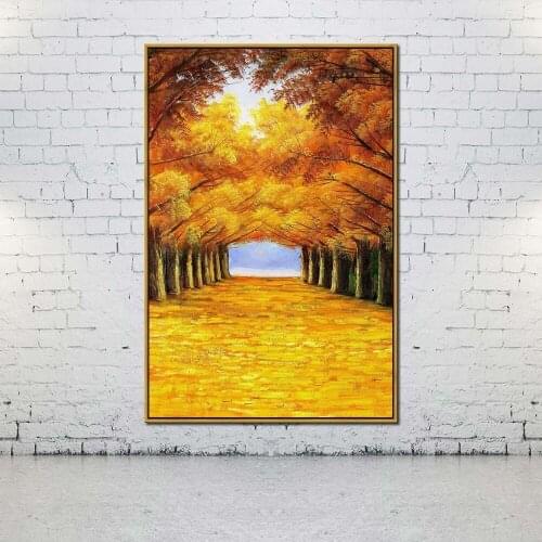 Artcozy Oil Canvas Painting The golden autumn fall For Home Decoration Wall Art