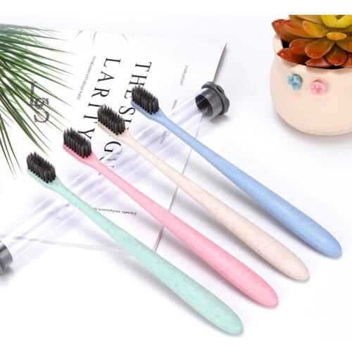 Bamboo Charcoal Soft-bristle Toothbrush Portable Travel Tooth Brush Tongue Cleaner For Kids And Adults Oral Hygiene