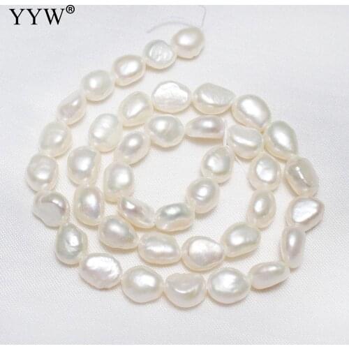 15.5 Inch Baroque Freshwater Pearl Beads Nuggets White 8-9mm AA 100% Real Natural Pearl For DIY Jewelry Making