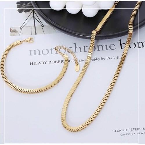 Amaiyllis 18K Gold Simple Stacking Chain Necklace Fashion Exaggerated Necklace Bracelet Set Jewelry Accessories