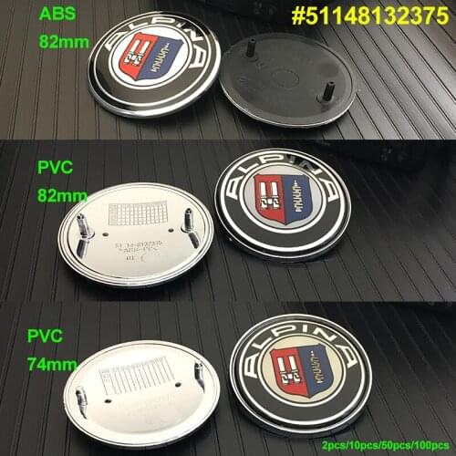 For BMW Car Styling Front Hood 82mm Emblem Covers Rear Trunk Badge Label Covers 74mm ABS black base /Chrome PVC Logo