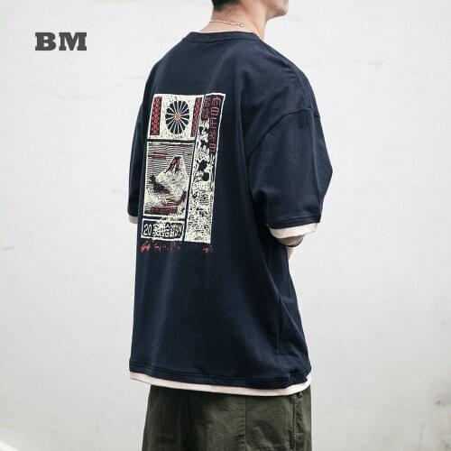 Summer Fashion Streetwear Creative Printing Fake Two T-Shirts Hip Hop Funko Pop Couple Short Sleeve Harajuku Tops Men Clothing