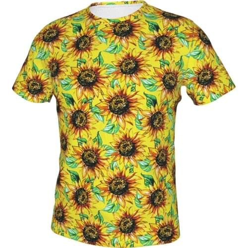 T Shirt For Men Clothing Printed Shirts Graphic Tee Watercolor Sunflower Novelty Oversized T-Shirt