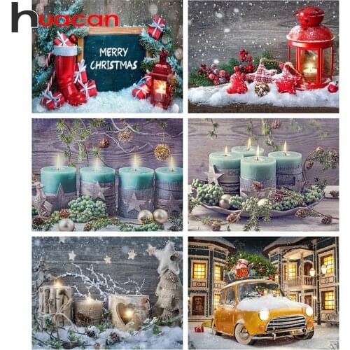 Huacan Diamond Painting 5d Merry Christmas Full Drill Square Diamond Embroidery Cross Stitch Car Craft Kits Home Decor