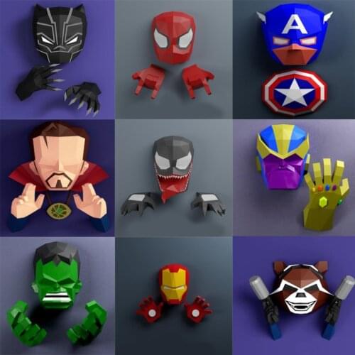 Wall Art Diy Toys Superhero 3D Paper Model Diy Kit Statue Sculpture Super Hero Papercraft Wall Decoration Living Room Home Decor