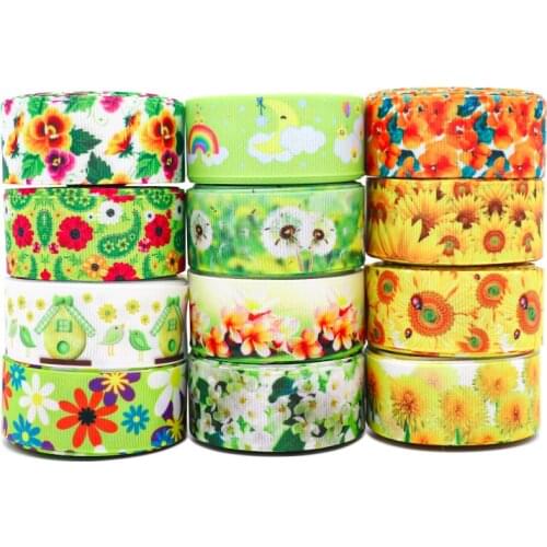 10 Yards 1" 25MM Flowers Printed Grosgrain Ribbons For Hair Bows DIY Handmade Materials Y2020122402