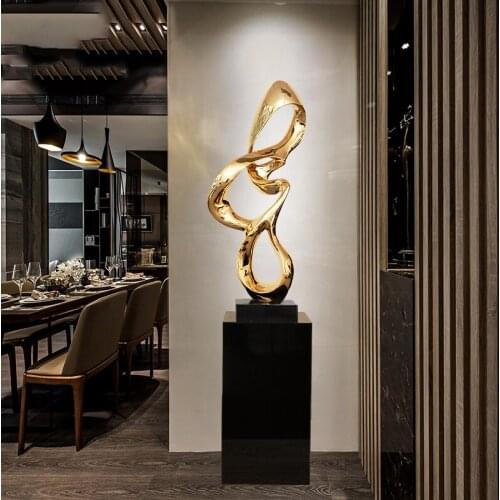 Creative Plating Gold Silver Abstract Art 46cm Resin Statue Irregular Geometry Home Decoration Accessories Marble Sculpture