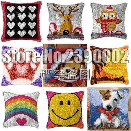 Latch hook rug kits cross-stitch pillow needlework button package Sunset owl dog rainbow carpet embroidery kit embroidery pillow