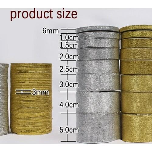 Hot sale Gold/Silver Organza Ribbon 3-50mm Glitter embroidered Onions Ribbon For Wedding cake Gift Decoration DIY Craft Supplies