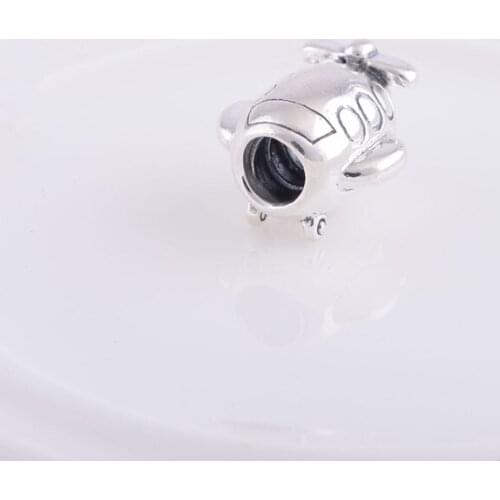 LW101 Airplane Shape Thread Beads Vintage 925 Sterling Silver Travel Charm Fits Pandora Bracelets Diy Women Jewelry Making