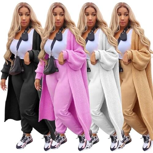 Fashion Warm Knitted Oversized Sweater Cardigan Women Casual Long Lantern Sleeve Jumper Outwear Autumn Winter Soft Loose Sweater