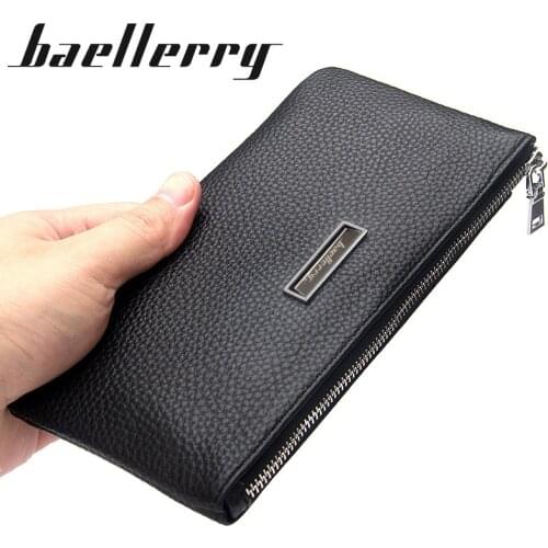 Genuine Cow Leather Men Lichee Pattern Slim Soft Long Zipper Wallet Male Coin Purse Money Pocket Pochette Clutch Bag Card Holder