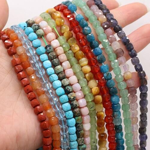 Natural gemstone semi-precious stone faceted square irregular multi-color pendant beads DIY bracelet necklace accessories 5*5mm